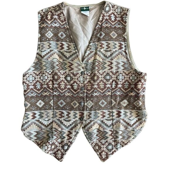 Vintage 90s tribal southwestern designed button up vest - Picture 1 of 4